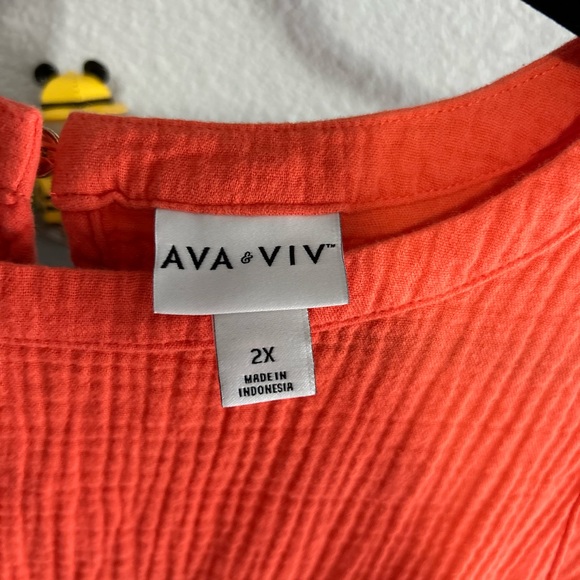 🚩SOLD🚩 NWOT AVA & VIV Bright Peach Sleeveless Dress - Picture 2 of 4